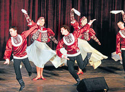 authentic The Russian folk dance troupe Barynya performing at the event.