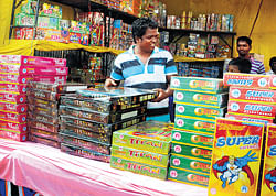 Brisk business The sale of crackers has already begun at many places in the City.
