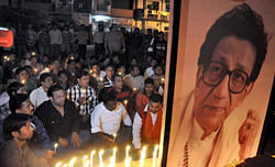 People mourn the death of Shiv Sena chief Balasaheb Thackeray in Moradabad on Saturday. PTI Photo