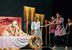 Rebirth: Dead king comes alive in a scene from the play Khel Khiladi Khel.