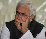 Foreign Minister Salman Khurshid looks on while addressing journalists at the Foreign Correspondents' Club in New Delhi on November 21, 2012.  AFP