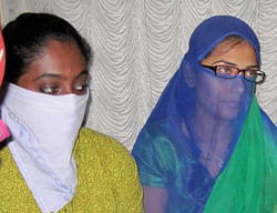 Women arrested for their Facebook posts, Shaheen Dhada and Renu Srinivas speak to media in Mumbai . PTI