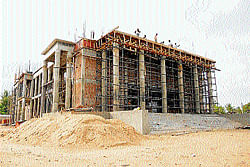 Chamaraja Rangamandira, which is under construction in Chamarajanagar.dh photo