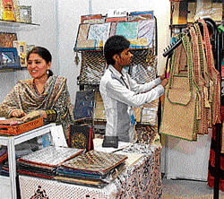 Innovative Bhavna Mehta displays eco-friendly products during Trade Fair.