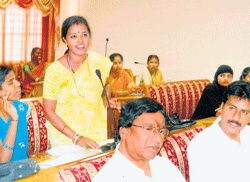 WOMEN IN POWER : Prabha T&#8200;S (in yellow) participating in a council meeting.  Pic COURTESY WFS.