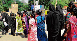 demanding justice: A file photo of sex workers staging a protest on the streets of Kolar in October, as part of a convention of  harassed sex workers. dh photo