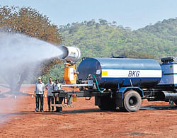 Tech help: The airborne dust suppression system used in the mines of the B Kumar Goud Minining Company in Bellary district. DH pHoto