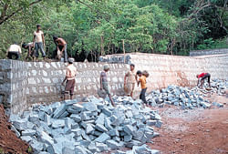 Reclaiming lives Workers build a check dam as part of  rehabilitation work at a mine in&#8200;Sandur. DH photo