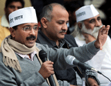 Aam Admi Party Convener Arvind Kejriwal addresses the media in New Delhi on Tuesday. PTI Photo