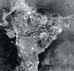 A satellite imagery of India on Deepavali night (Nov 12), released by Nasa on Wednesday.  The view was captured by the Visible Infrared Imaging Radiometer Suite on board the Suomi NPP satellite.  PTI