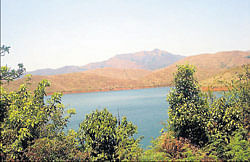 A partial view of Lakya dam at Kudremukh in Chikmagalur district.