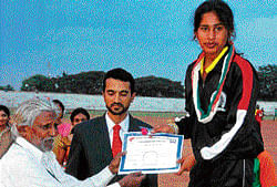 long distance: N Veena, student of Government Law College, Kolar, won the gold in 800 mtrs at the athletics meet in Dharwad in November.