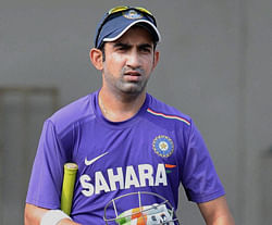 Gautam Gambhir during a practice session at VCA Stadium in Nagpur on Wednesday ahead of the fourth Test Match against England. PTI