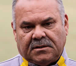 Dav Whatmore, coach of Pakistani cricket team talks with reporters in Lahore, Pakistan on Friday, Dec. 14, 2012. Whatmore said that offspinner Saeed Ajmal will be Pakistan's 'trump card' during their short cricket tour of India this month. AP Photo