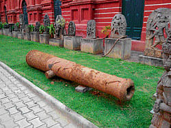 One of the cannons found at the Metro worksite.  dh photo