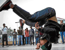 Skilfull: Dancers perform B-boying in different parts of the City.