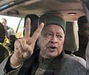 Himachal Pradesh Congress chief Virbhadra Singh flashes victory sign after the party's win in Assembly polls, in Shimla on Thursday. PTI