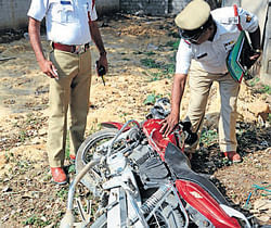 The bike which was involved in the accident. DH PHOTO