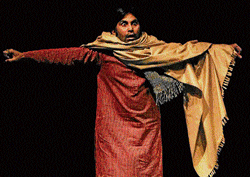 Raju Singh, the protagonist of the monologue Bijuka, enacts a scene.