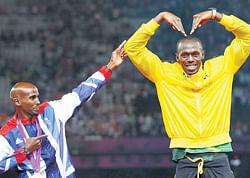 the mobot show: Mo Farah and Usain Bolt will pursue excellence again in 2013. AFP