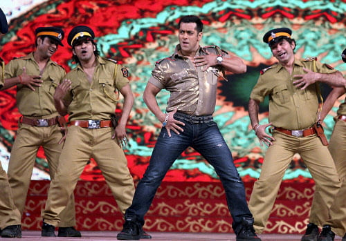Actor Salman Khan performs at New Year's eve special Big Star Entertainment Awards 2012 in Mumbai on Monday. PTI Photo