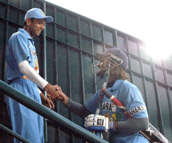 Former India skipper Rahul Dravid and Mahendra Singh Dhoni. File Photo