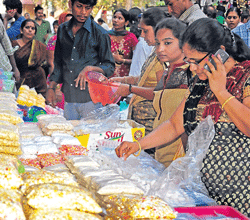 Busy: Many shops are doing brisk business by selling yellu-bella.