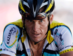 FILE - In this July 19, 2009, file photo, Lance Armstrong crosses the finish line during the 15th stage of the Tour de France cycling race in Verbier, Switzerland. Armstrong confessed to using performance-enhancing drugs to win the Tour de France during a taped interview with Oprah Winfrey that aired Thursday, Jan. 17, 2013, reversing more than a decade of denial. AP Photo