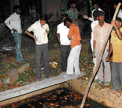 Fatal: The tank at the Government Ayurvedic College where the girl drowned. dh photo