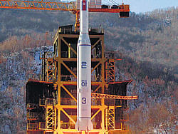 N Korea's Unha-3 rocket lifts off from the Sohae launch pad in Tongchang-ri. AP File
