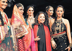 Content Ritu Kumar with her models.