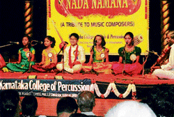 Children perform at Naada Namana, (below) Sanjay Subramanyan, Pattabhi Rama Pandith