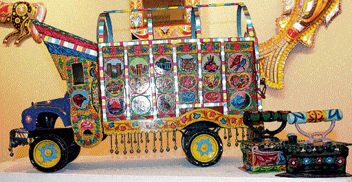 Myriad hues: Pakistani art curator Anjum Rana recently displayed rich and vibrant Tribal Truck Art.