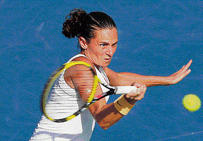 sizzling show: Italys Roberta Vinci returns during her quarterfinal win over Samantha  Stosur of Australia in the Dubai Championships on Thursday. reuters