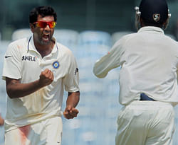 India's R Ashwin celebrating for the wicket of Australia's Matthew Wade during the first test match at MA Chidambaram Stadium in Chennai on Friday. PTI Photo