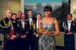 US First Lady Michelle Obama announces the Best Picture Oscar to Argo from the White House. AFP