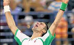 Novak Djokovic is delighted after powering past Juan Martin del Potro in the Dubai Championship. afp