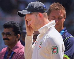 Chennai: Australia's skipper Michael Clarke reacts after losing the first test match against India at MA Chidambaram Stadium in Chennai on Tuesday. PTI Photo