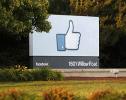 The entrance sign at Facebook's headquarters in Menlo Park, California. Reuters Image