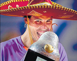 Rafael Nadal is delighted after winning the Mexican Open in Acapulco on Saturday. AFP
