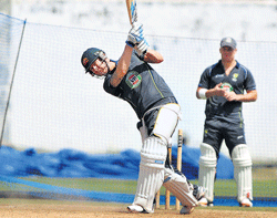 Australian captain Michael Clarke at the nets in Hyderabad on Wednesday. PTI