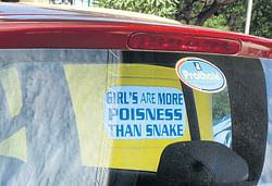 Many posters carry comments that are derogatory to women.