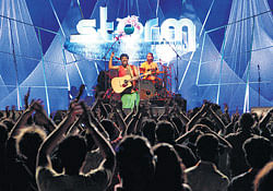 Raghu Dixit performing at the Storm Music Festival.