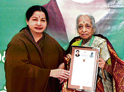 Tamil Nadu Chief Minister J Jayalalitha honoured the self-effacing Dr Shanta with the prestigious Avaiyaar Award