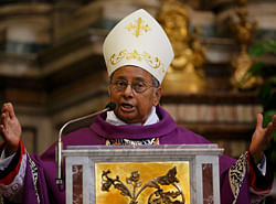 Sri Lanka's Cardinal Albert Malcolm Ranjith, Archbishop of Colombo, leads mass at the San Lorenzo In Lucino church in Rome March 10, 2013. Roman Catholic Cardinals prayed on Sunday for spiritual guidance ahead of a closed door conclave to choose a new pope to lead the Church at one of the most difficult periods in its history. REUTERS