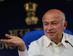 Union Home Minister Sushilkumar Shinde at the monthly press conference of his ministry in New Delhi on Monday. PTI Photo