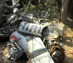 Debris of sub-sonic cruise missile Nirbhaya that underwent path deviation after maiden test-firing from Chandipur launch on Tuesday. The missile fell off in a remote seaside Gadaharishpur village in Odishas Jagatsinghpur district. PTI Photo