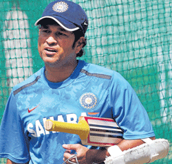 ready to boom: Indias Sachin Tendulkar will be eager to get a big knock against his name  in the third Test against Australia at Mohali, beginning on Thursday. pti