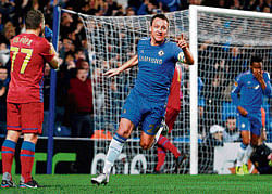 leading the way: Chelseas John Terry celebrates after scoring against Steaua Bucharest on&#8200;Thursday night. AFP