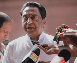 New Delhi: Union Parliamentary Affairs Minister Kamal Nath addresses the media at Parliament House in New Delhi on Monday during the ongoing Budget session. PTI Photo